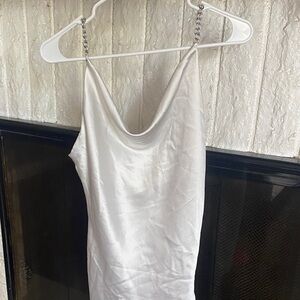 Fashion Nova White Satin Cowl Neck Top